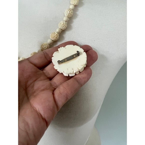 4pc Victorian Vintage Celluloid Necklace Earrings Brooch Antique Jewelry Bundle - Picture 6 of 6